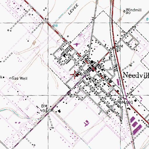 Topographic Map of Needville Volunteer Fire Department, TX