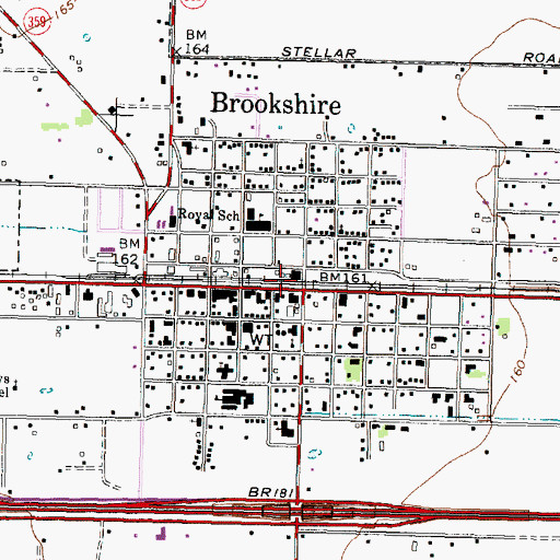 Topographic Map of Brookshire Auxiliary Fire Department, TX
