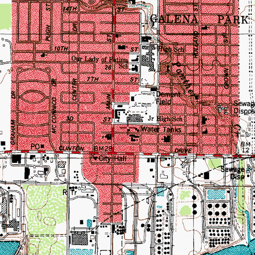 Topographic Map of Galena Park Fire Department Station 1 Headquarters, TX
