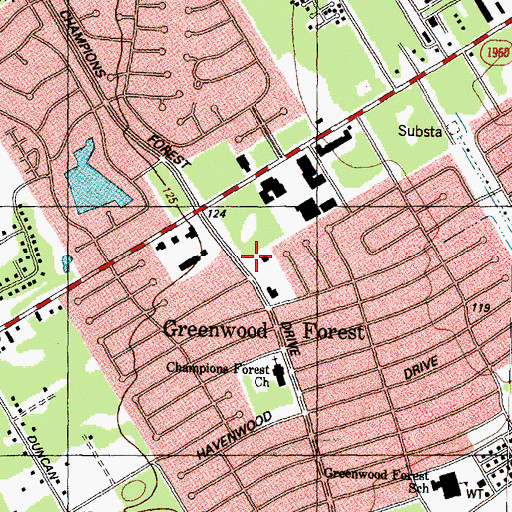 Topographic Map of Champions Area Volunteer Fire Department, TX