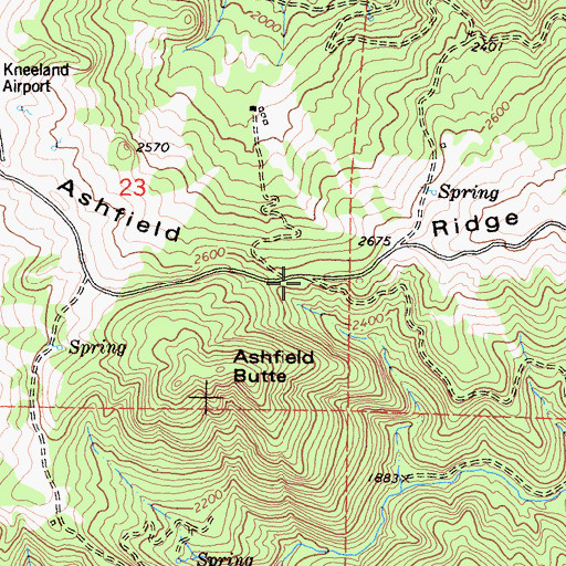 Topographic Map of Ashfield Ridge, CA