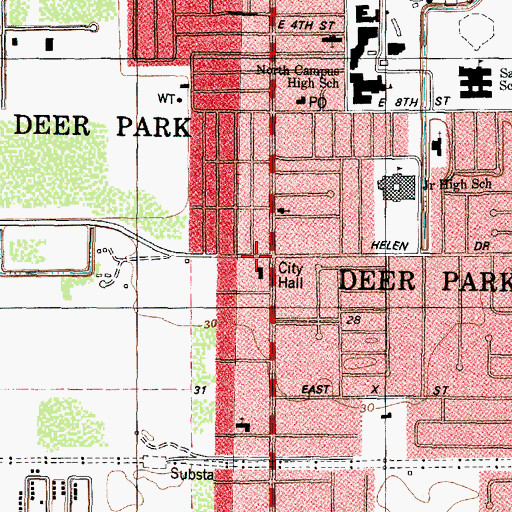 Topographic Map of Deer Park Volunteer Fire Department, TX