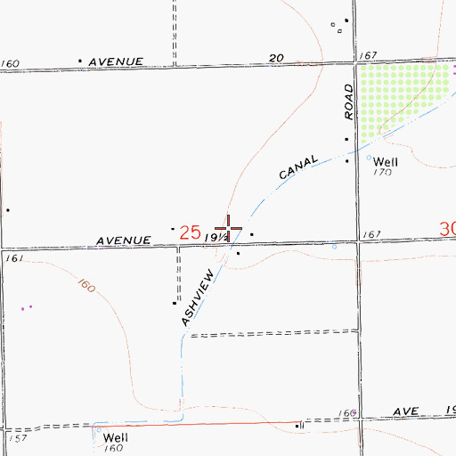 Topographic Map of Ashview Canal, CA