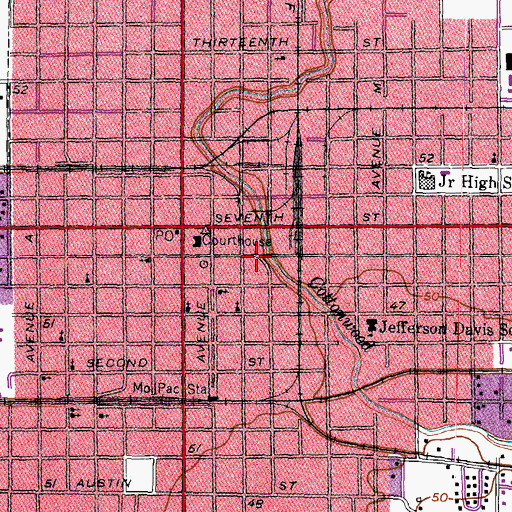 Topographic Map of Bay City Volunteer Fire Department, TX