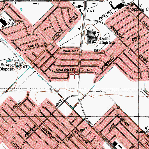 Topographic Map of Houston Fire Department / Emergency Medical Services Station 70, TX