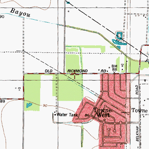 Topographic Map of Northeast Fort Bend County Fire Department, TX