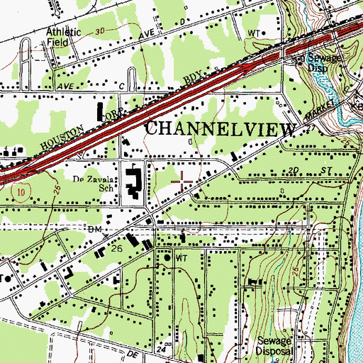 Topographic Map of Channelview Volunteer Fire Department Station 1, TX
