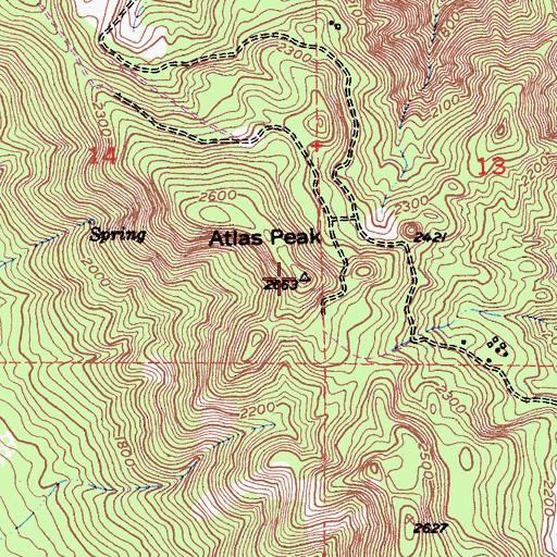 Topographic Map of Atlas Peak, CA