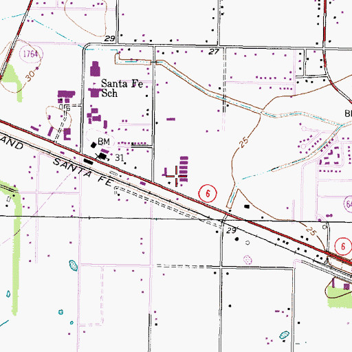 Topographic Map of Santa Fe Fire and Rescue Station 1, TX