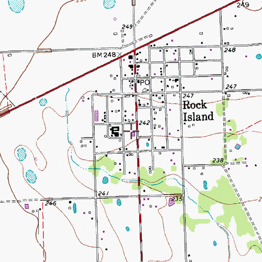 Topographic Map of Rock Island Volunteer Fire Department, TX