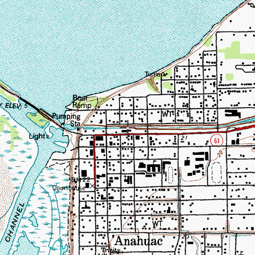 Topographic Map of Anahuac Volunteer Fire Department, TX
