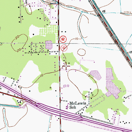 Topographic Map of McLewis Volunteer Fire Department, TX