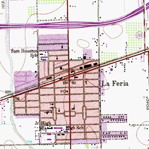 Topographic Map of La Feria Volunteer Fire Department, TX
