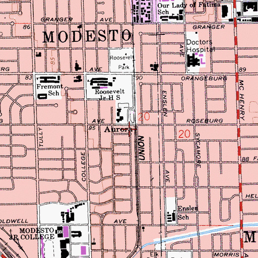 Topographic Map of Aurora, CA