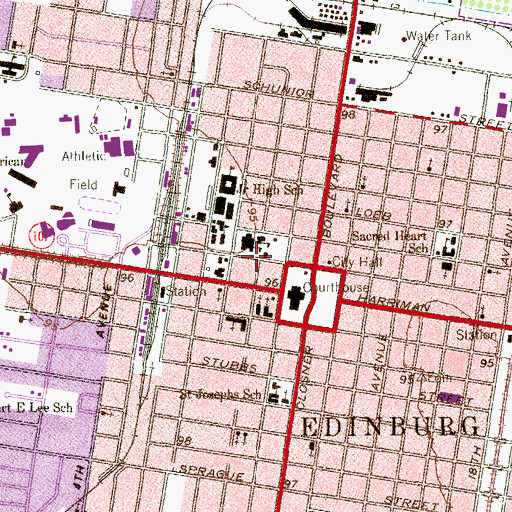 Topographic Map of Edinburg Volunteer Fire Department Central Station, TX