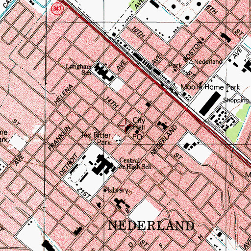 Topographic Map of Nederland Fire and Rescue, TX