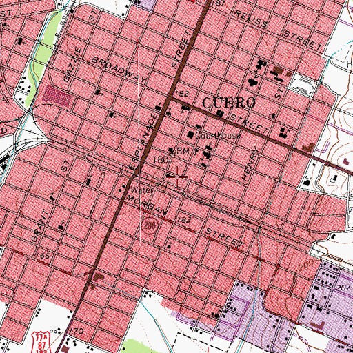 Topographic Map of Cuero Fire Department, TX