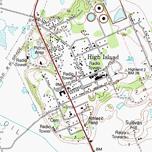 Topographic Map of High Island Volunteer Fire Department, TX