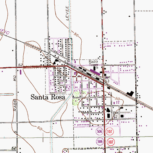 Topographic Map of Santa Rosa Volunteer Fire Department, TX
