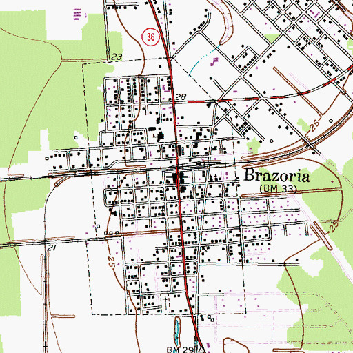 Topographic Map of Brazoria Fire Department, TX