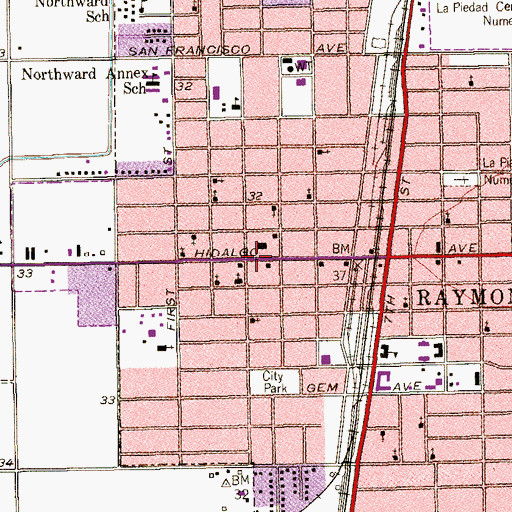 Topographic Map of Raymondville Fire Department, TX