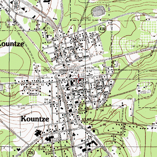 Topographic Map of Kountze Volunteer Fire Department Station 1, TX