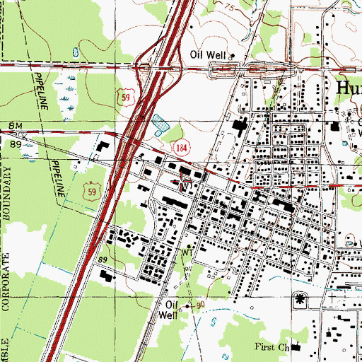 Topographic Map of Humble Fire Department Station 1, TX