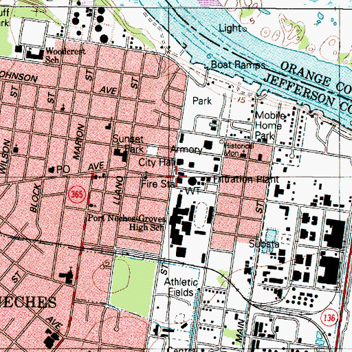 Topographic Map of Port Neches Fire Department, TX