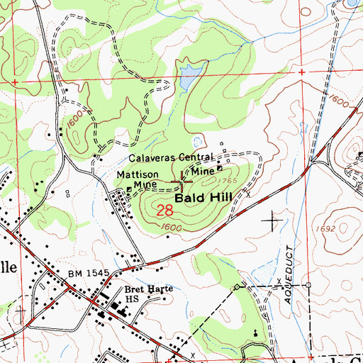 Topographic Map of Bald Hill, CA
