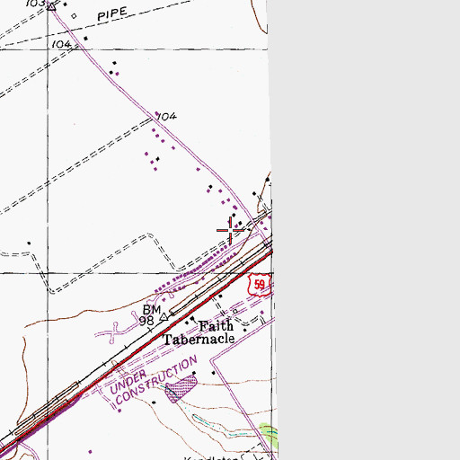 Topographic Map of Kendleton Volunteer Fire Department, TX