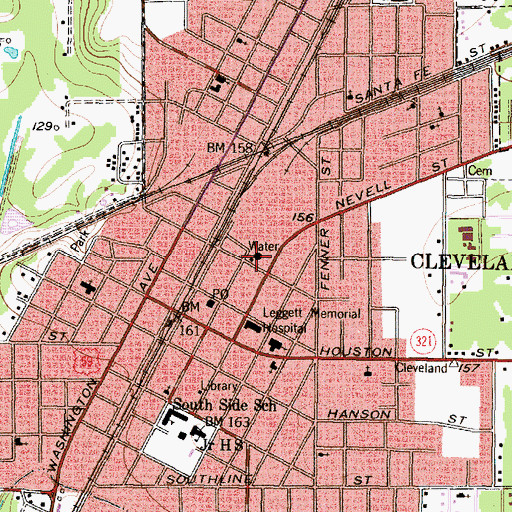 Topographic Map of Cleveland Volunteer Fire Department Station 1, TX