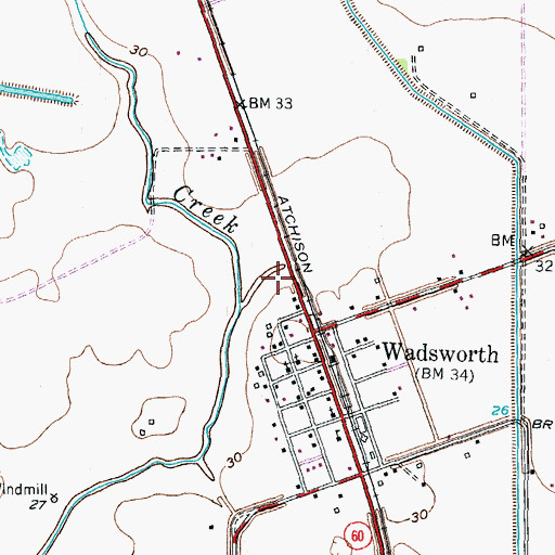 Topographic Map of Wadsworth Fire Department, TX