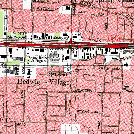 Topographic Map of Village Fire Department, TX