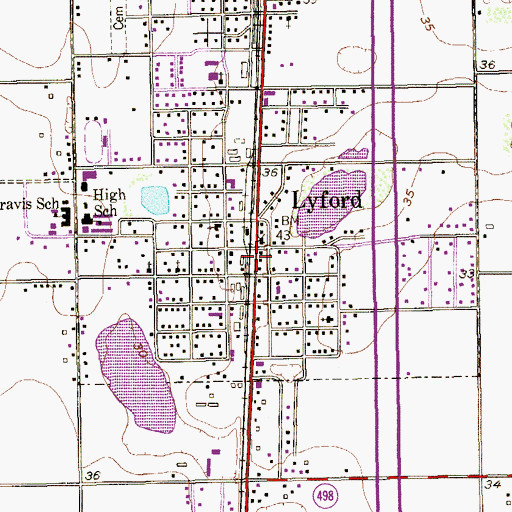 Topographic Map of Lyford Volunteer Fire Department, TX