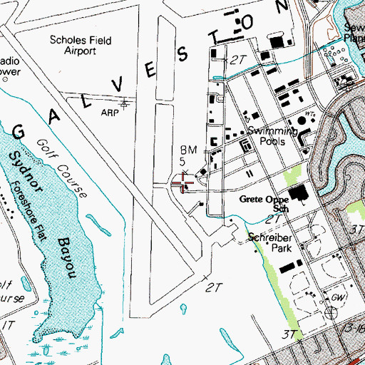 Topographic Map of Galveston Fire Department Station 4, TX