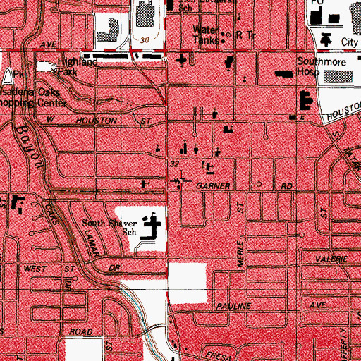 Topographic Map of Pasadena Volunteer Fire Department Station 4, TX