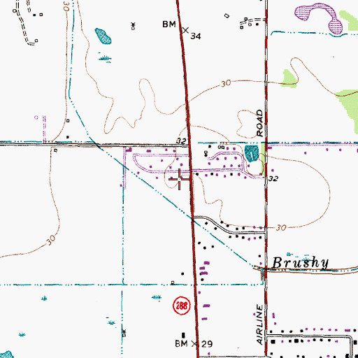 Topographic Map of Angleton Volunteer Fire Department Station 3, TX