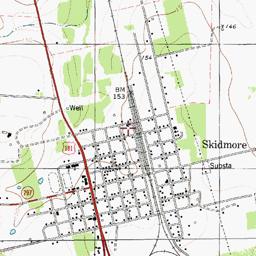 Topographic Map of Skidmore Volunteer Fire Department, TX