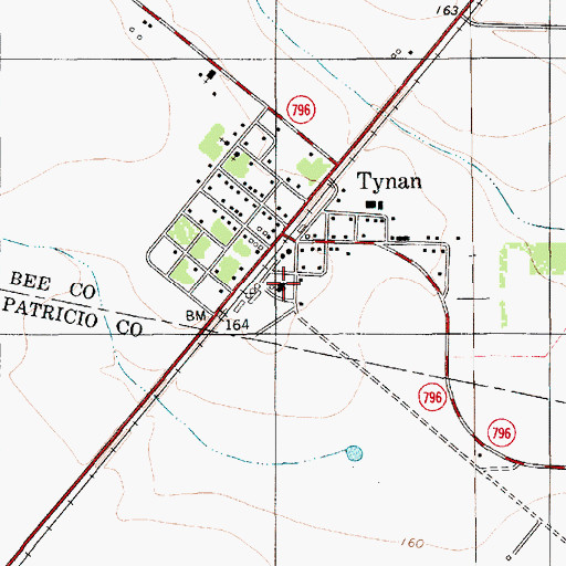 Topographic Map of Tynan Volunteer Fire Department, TX