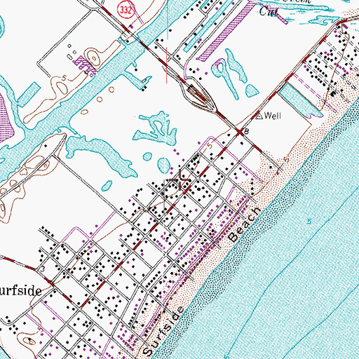 Topographic Map of Surfside Beach Fire Department, TX