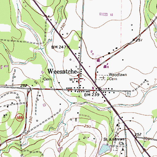 Topographic Map of Weesatche Volunteer Fire Department, TX