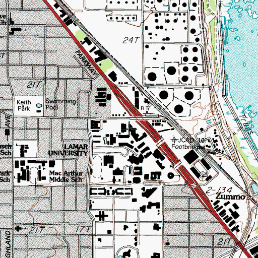 Topographic Map of Lamar Institute of Technology Regional Fire Academy, TX