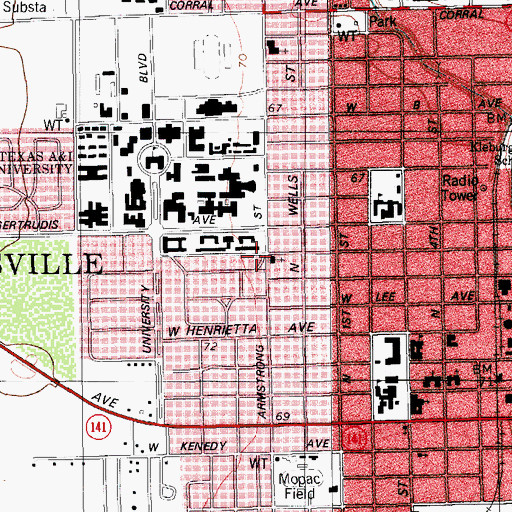 Topographic Map of Kingsville Fire Department Station 2, TX