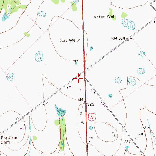 Topographic Map of Fordtran Volunteer Fire Department, TX