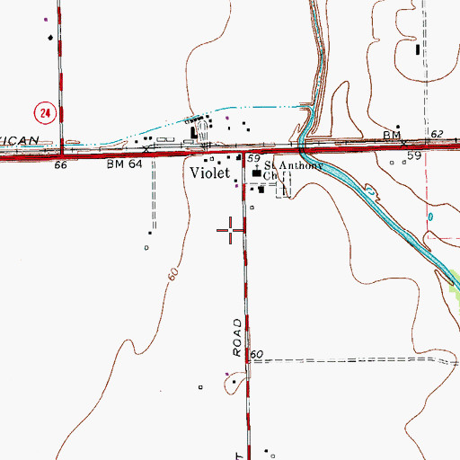 Topographic Map of Violet Volunteer Fire Department, TX