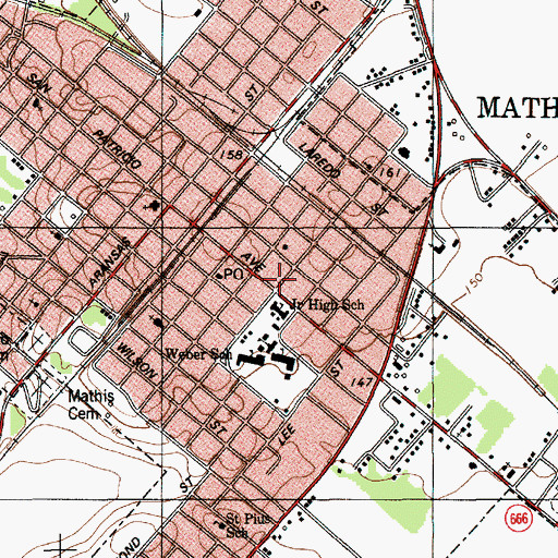Topographic Map of Mathis Volunteer Fire and EMS Department, TX