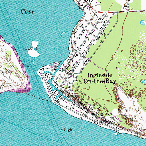 Topographic Map of Ingleside on the Bay Volunteer Fire Department, TX