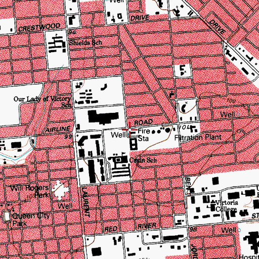 Topographic Map of Victoria Fire Department Station 2, TX
