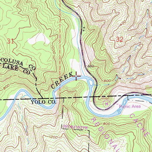 Topographic Map of Bear Creek, CA