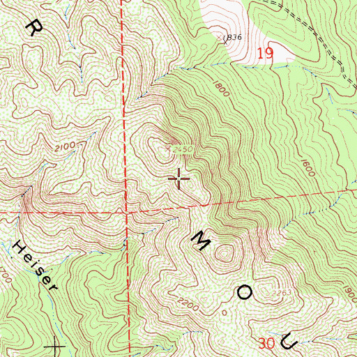 Topographic Map of Bear Mountains, CA